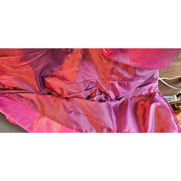 Vintage Chadwicks 100% Leather Fushcia Blazer Jacket Coat Womens Small 80s - Picture 7 of 7